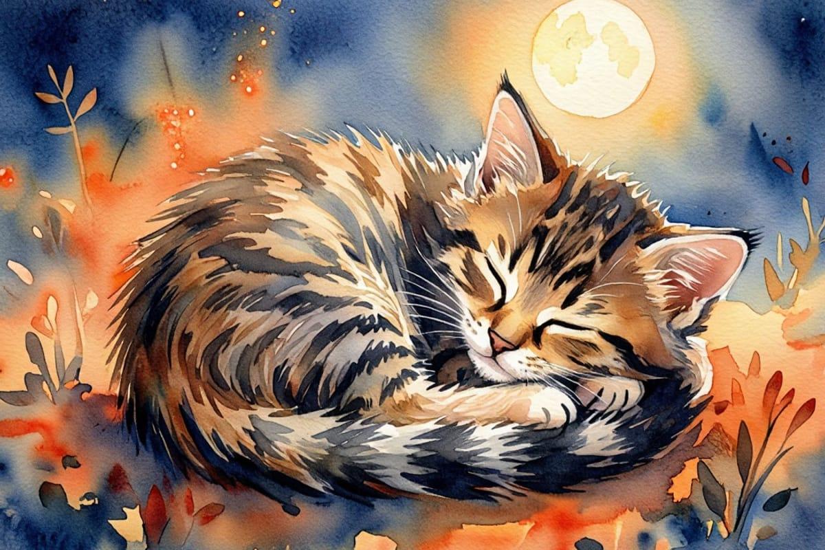 Кошка и убегающие сны — иллюстрация к сказке