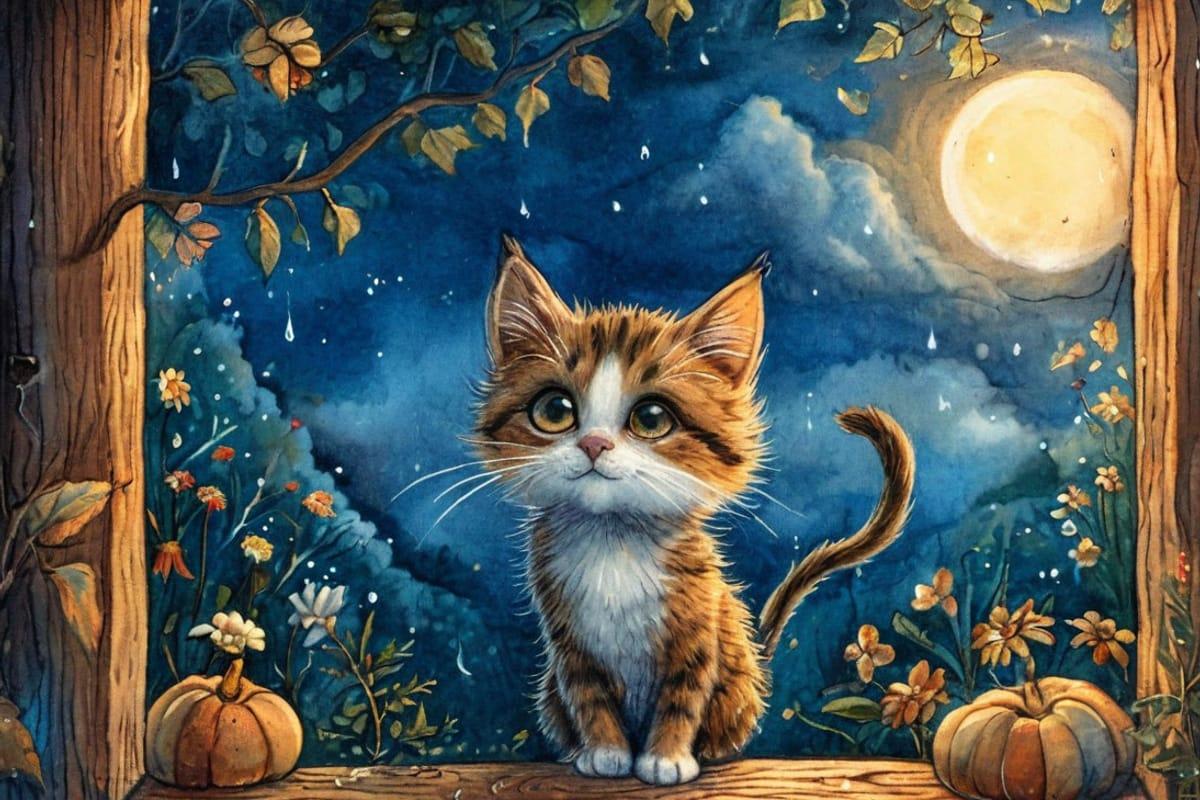 Котёнок с ушами-лопухами — иллюстрация к сказке